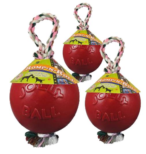 Nadrozmerná lopta s povrazom Jolly Ball Romp-n-Roll Red 15 cm