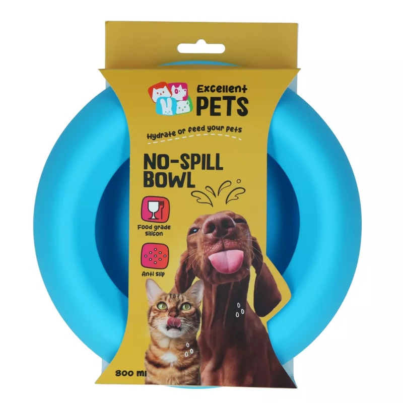 Silikónová miska Excellent Pets No-Spill Bowl 800ml Blue M