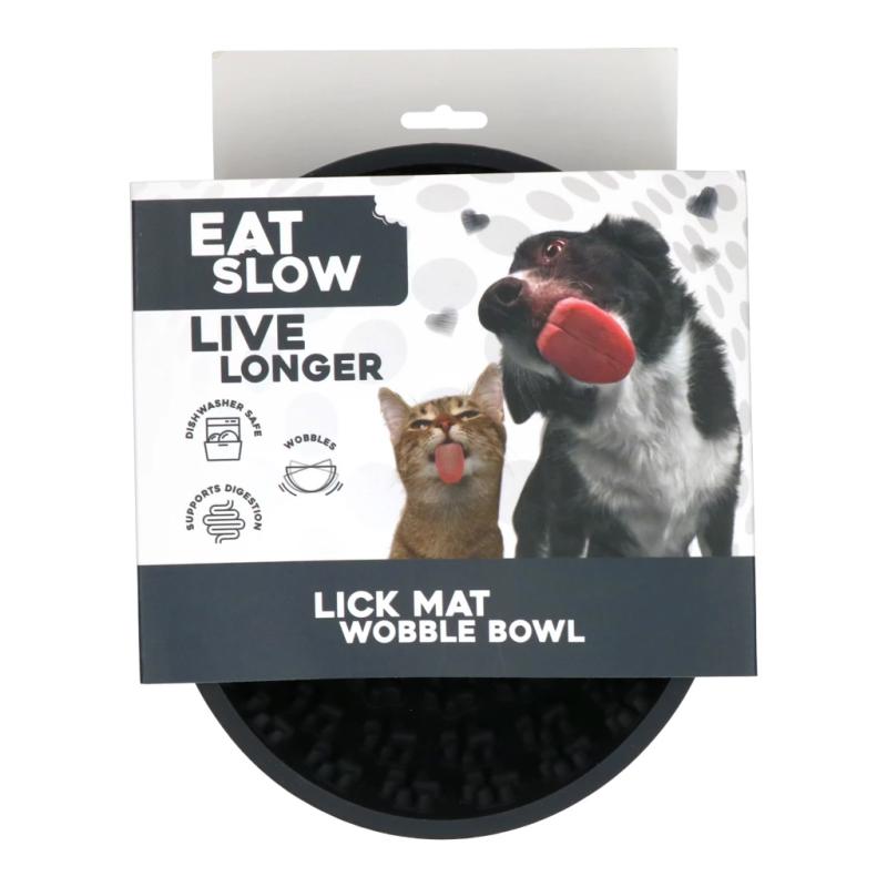 Miska a olizovacia podložka v jednom Eat Slow Live Longer Lick Mat Wobble Bowl Grey