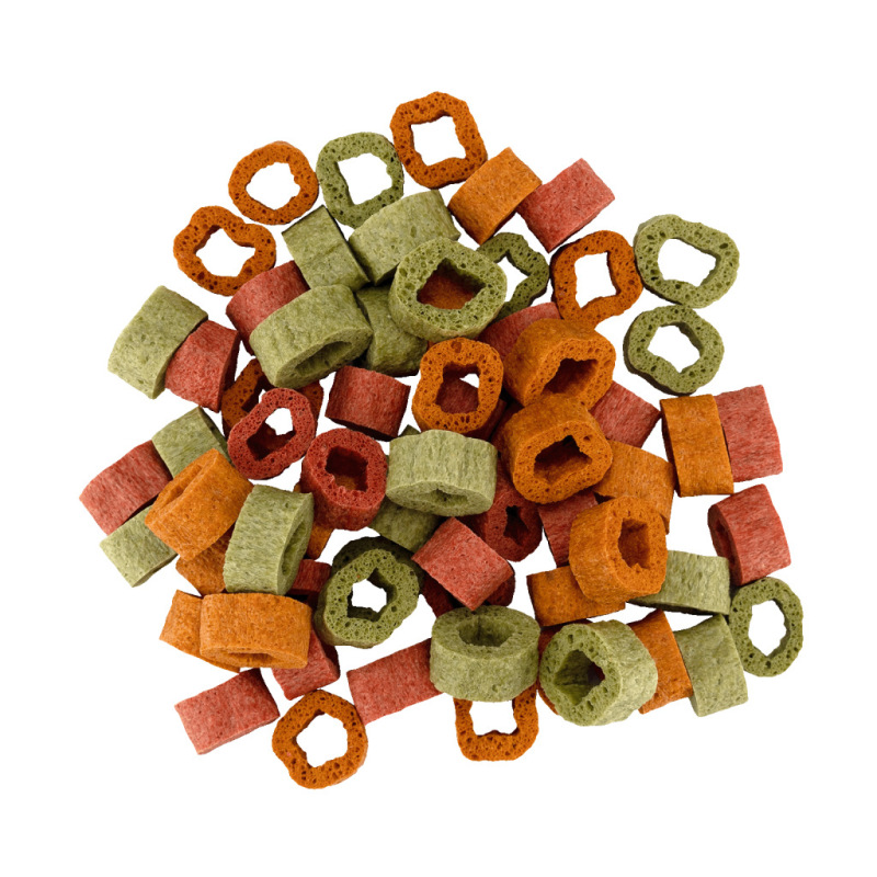 Bezmäsité pamlsky Braaaf Vegan Snack Mixed Hoops Spinach Pumpkin Beetroot - 1 cm 2