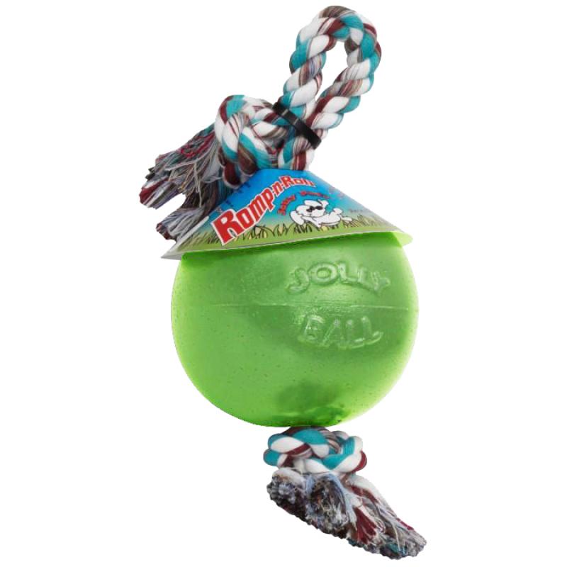 Nadrozmerná lopta s povrazom Jolly Ball Romp-n-Roll Green