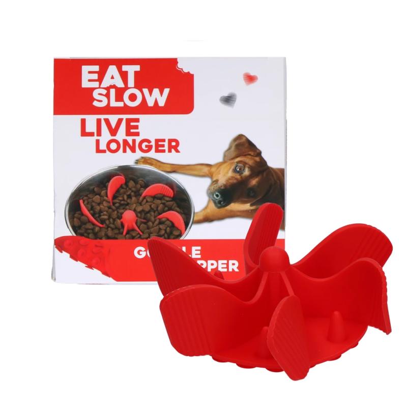 Spomaľovacia vložka do misky Eat Slow Live Longer Gobble Stopper Red