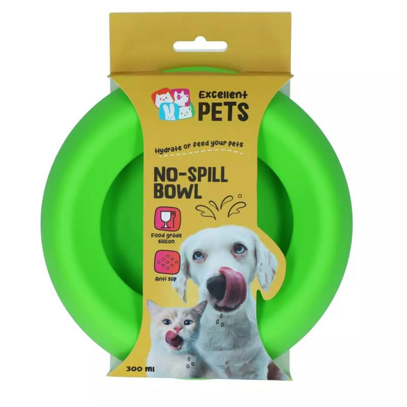 Silikónová miska Excellent Pets No-Spill Bowl 300ml Green S