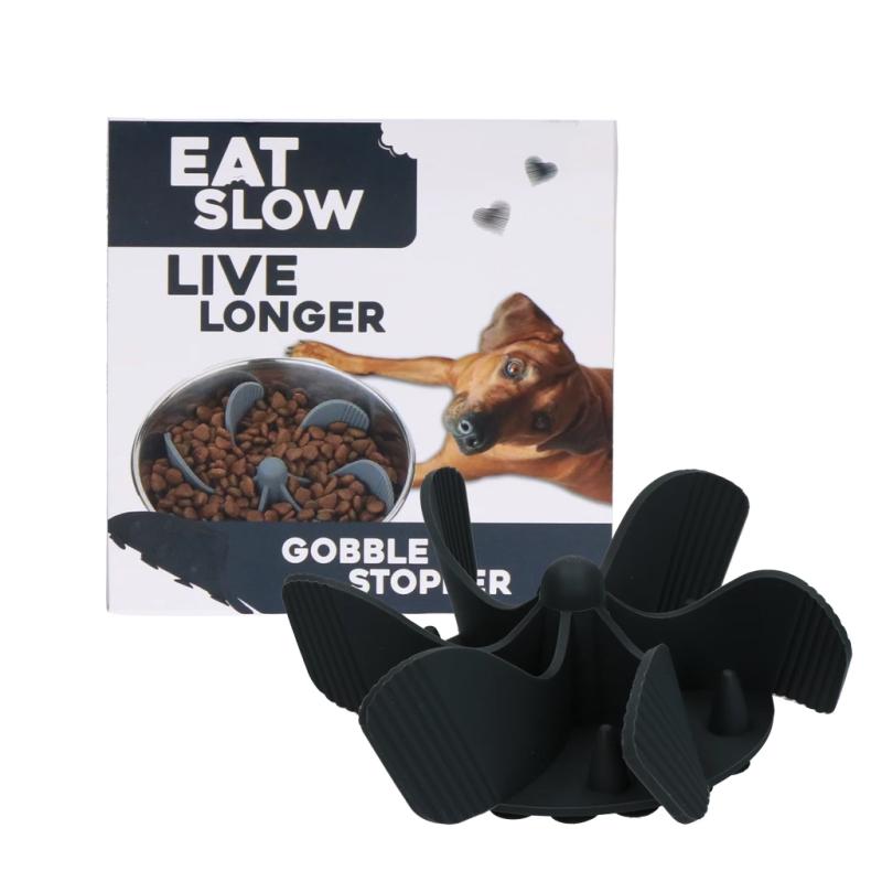 Spomaľovacia vložka do misky Eat Slow Live Longer Gobble Stopper Grey