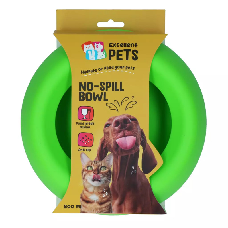 Silikónová miska Excellent Pets No-Spill Bowl 800ml Green M