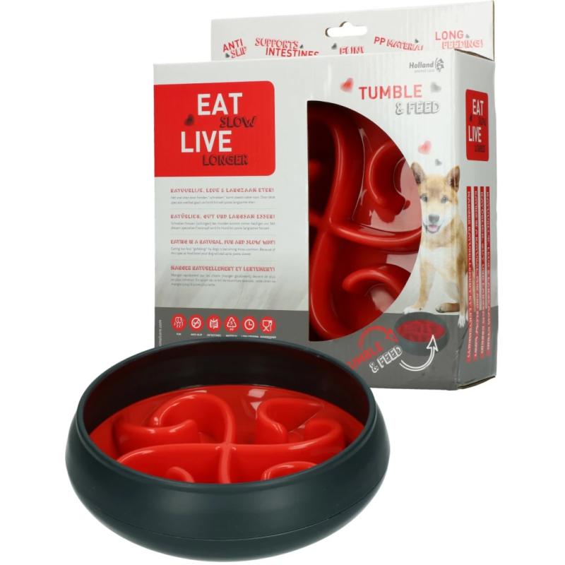 Spomaľovacia miska Eat Slow Live Longer Tumble Feeder Red