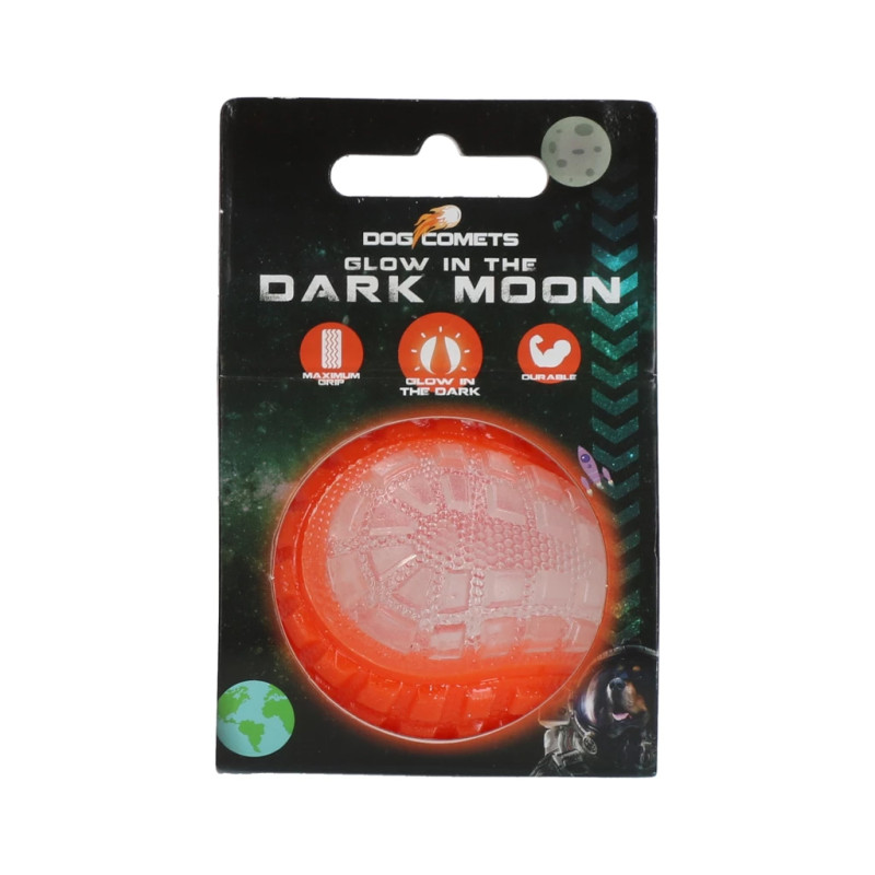 Loptička Dog Comets Glow In The Dark Moon Ball L Orange