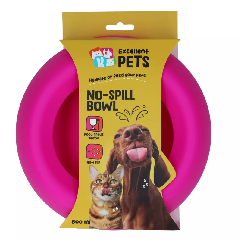 Silikónová miska Excellent Pets No-Spill Bowl 800ml Pink M