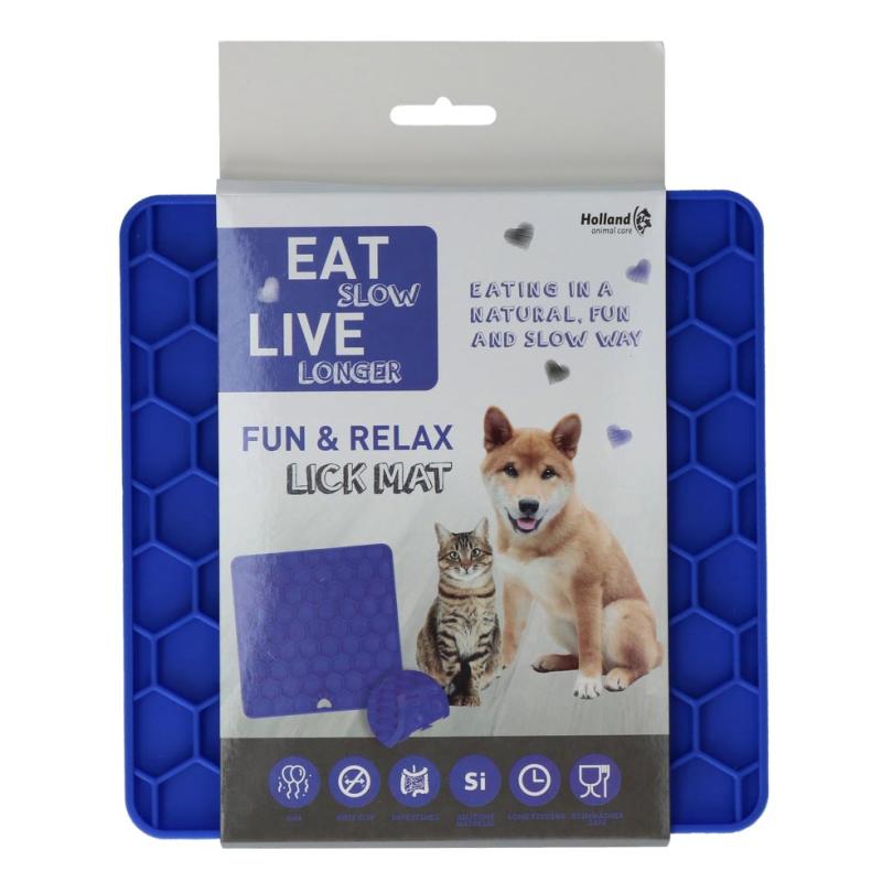 Olizovacia podložka pre psa EAT SLOW LIVE LONGER modrá