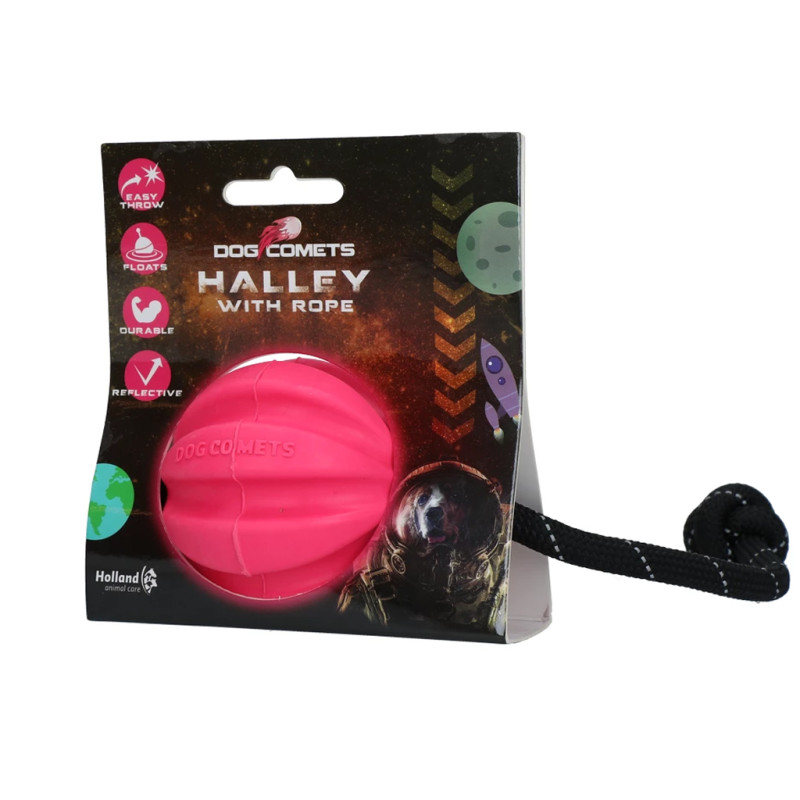 Loptička s povrazom Dog Comets Halley With Rope Pink