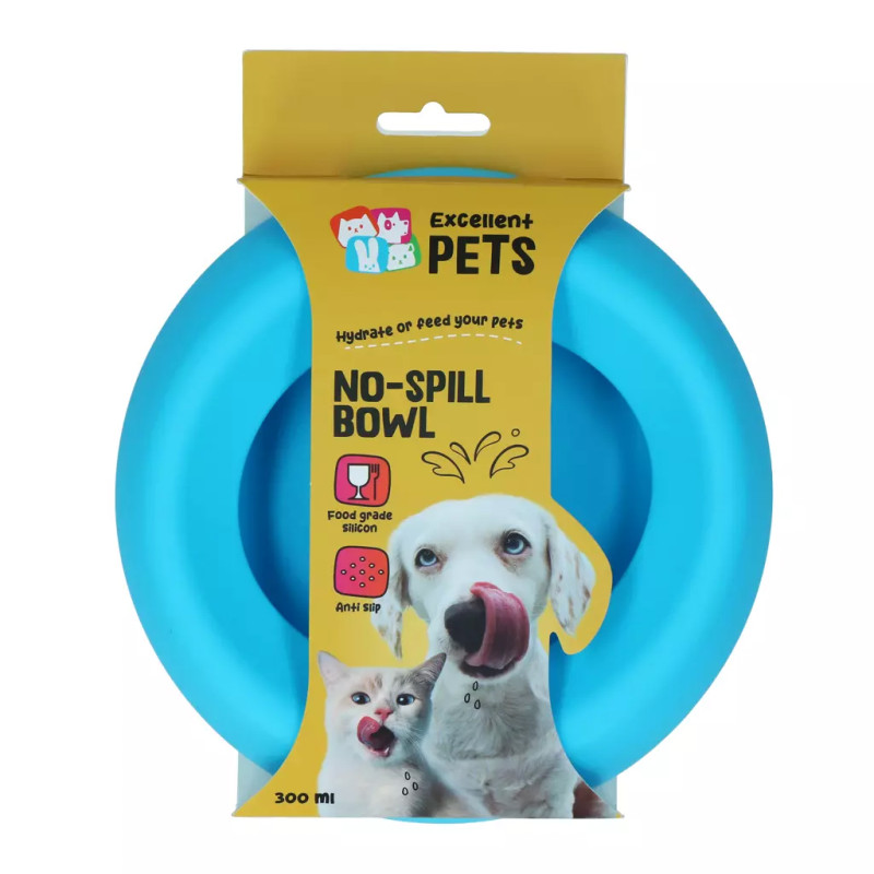 Silikónová miska Excellent Pets No-Spill Bowl 300ml Blue S