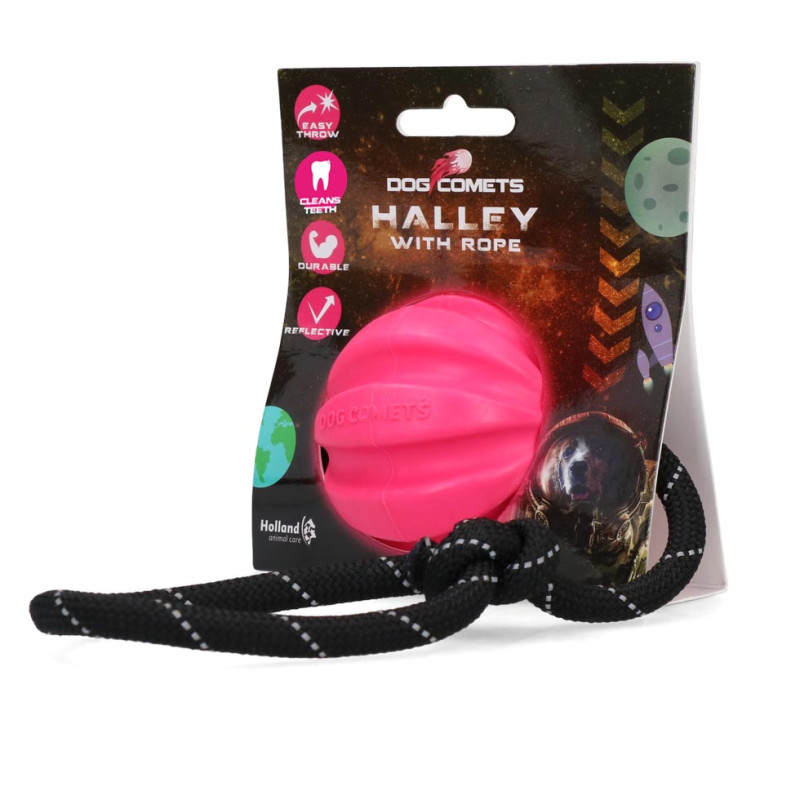 Loptička s povrazom Dog Comets Halley With Rope Pink 1