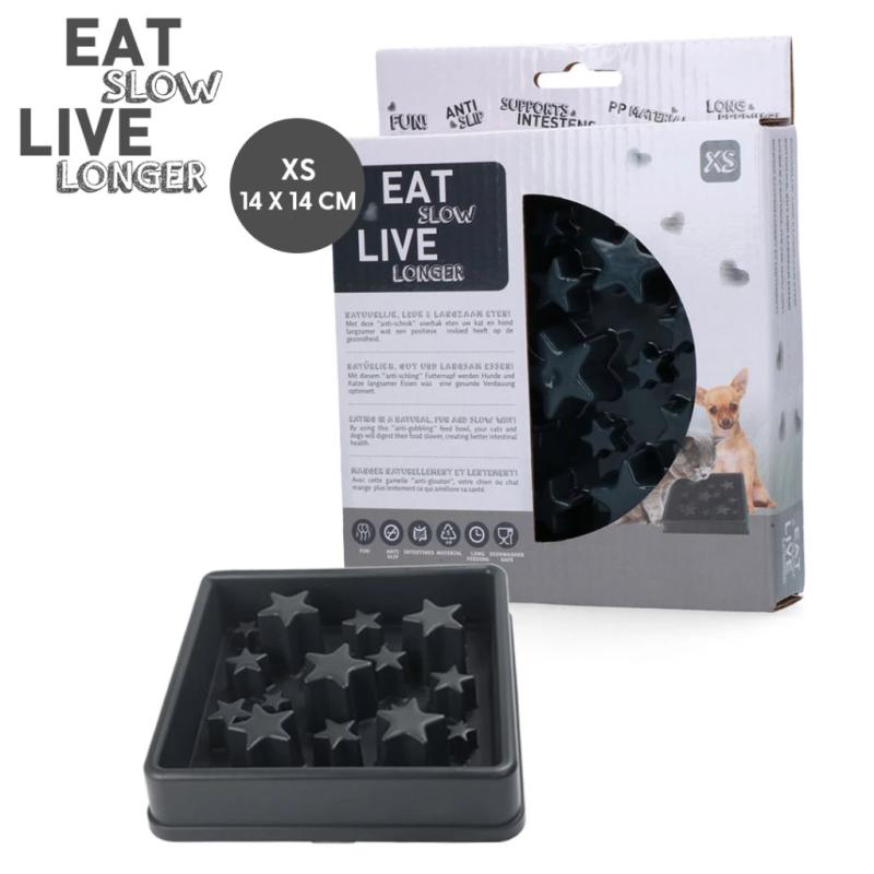 Spomaľovacia miska Eat Slow Live Longer Star Grey S