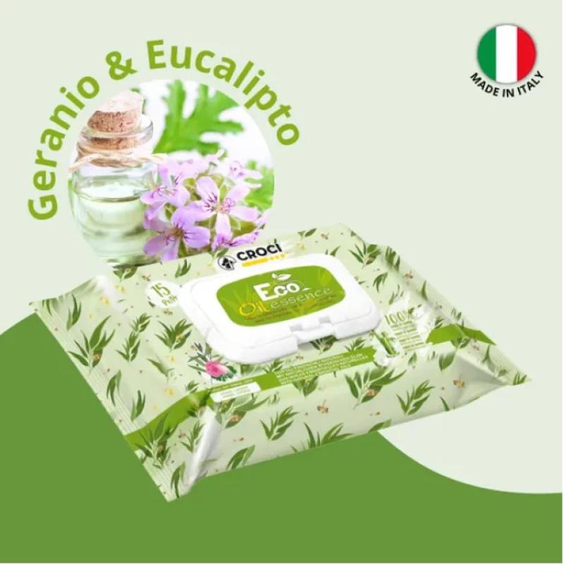 Vlhké vreckovky Oil Essence Geranium and Eucalyptus 3