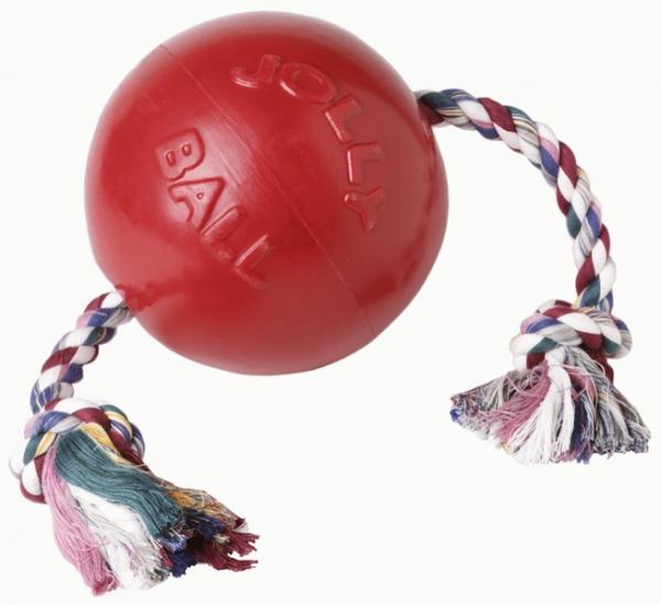 Nadrozmerná lopta s povrazom Jolly Ball Romp-n-Roll Red